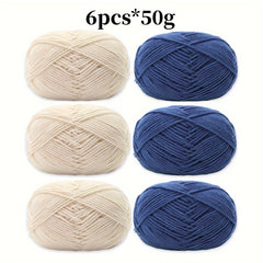 6pcs 4 Medium Worsted Crochet Yarn 100% Acrylic Soft Yarn DIY Knitting 50g