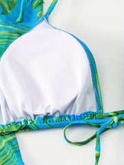 Boho Bikini Set Women's Plus Tropical Print Swimsuit Three Piece Set