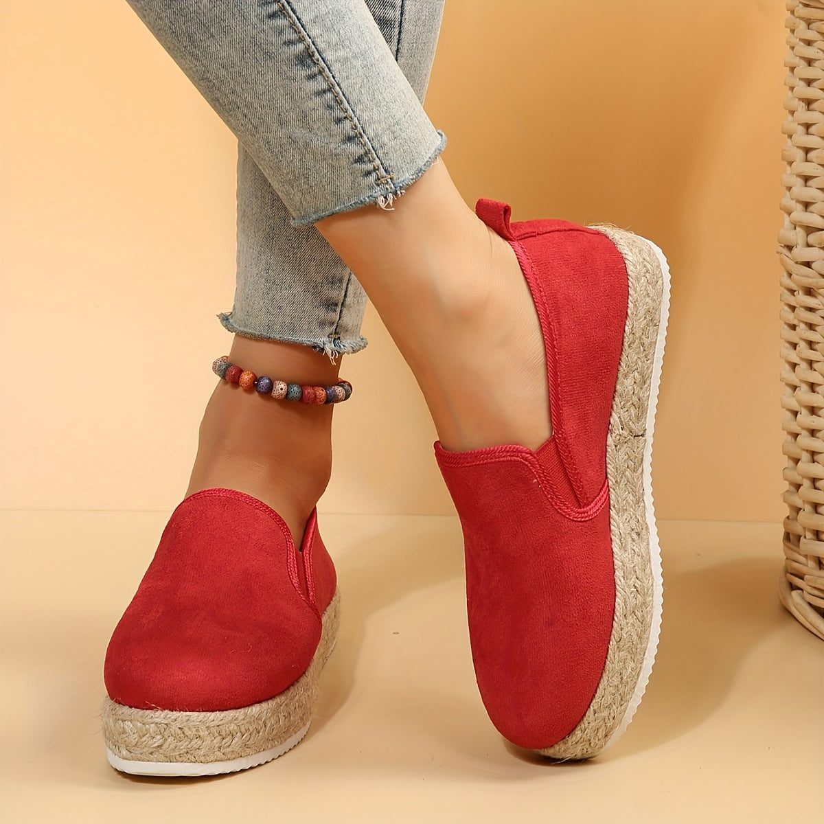 Women's Platform Espadrille Loafers Slip On Shoes