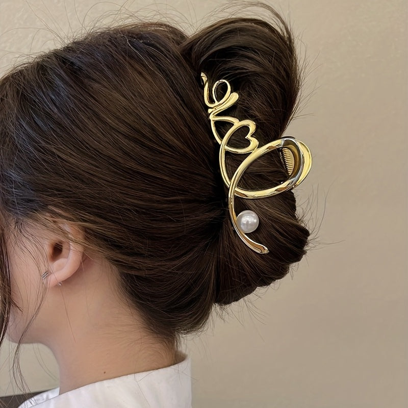 Faux Pearl Hair Claw Twist Ponytail Hair Clip Hair Accessory