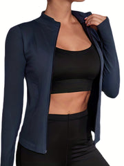 Solid Yoga Zipper Top Long Sleeve Fitness Jacket Women's Activewear