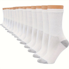 Men's Mid Crew Sport Socks Sweat-Absorbing Cotton Blend Comfy Breathable Socks