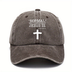 Vintage Cross Print Baseball Cap Distressed Dad Hat for Men Women