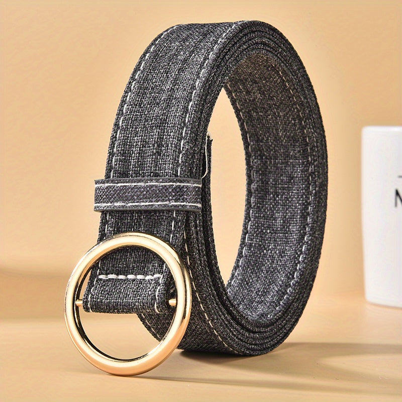 Solid Casual Belt Classic Round Buckle Unisex Jeans Pants Belt