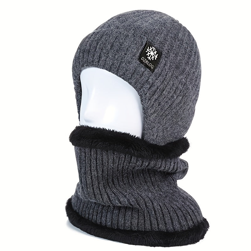 Outdoor Skiing Knitted Hat Thickened Ear Protection Beanie & Scarf