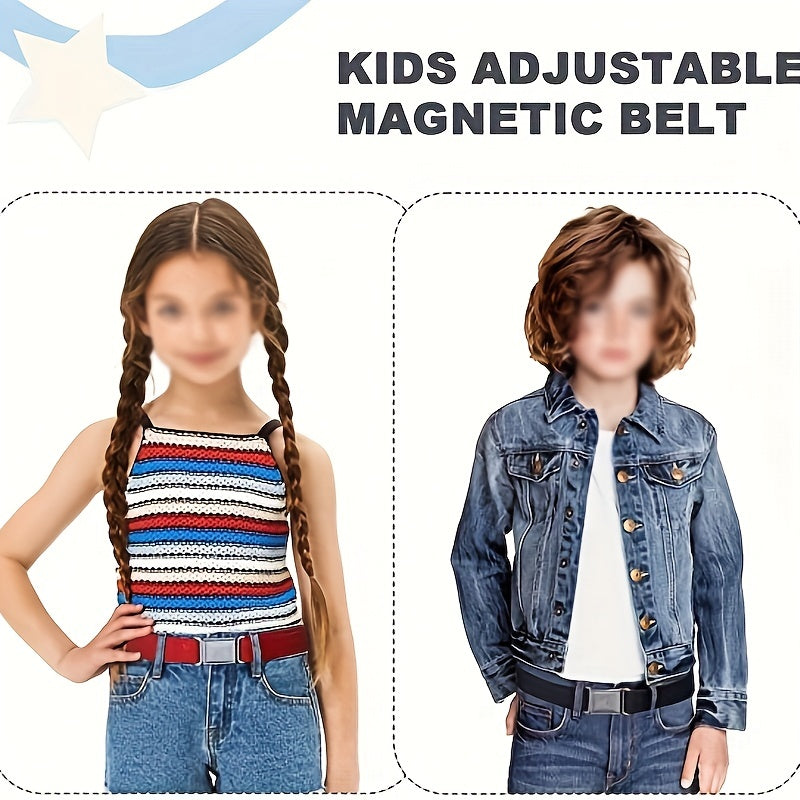 2 Pack Kids Magnetic Belt Elastic Easy Buckle