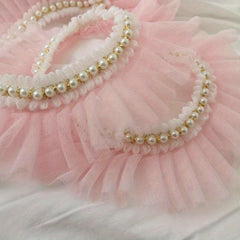 1 Yard Pearl Ruffle Trim Ribbon for Skirt Dress Doll Collar