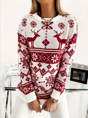 Christmas Casual Sweater Women Round Neck Jumper
