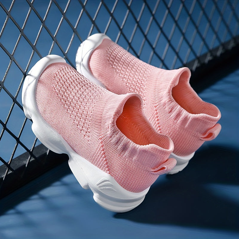 Girls Lightweight Breathable Woven Sneakers Anti Slip Low Top Slip On Shoes