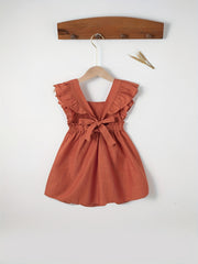 Toddler Baby Girls Ruffle Square Suspender Dress