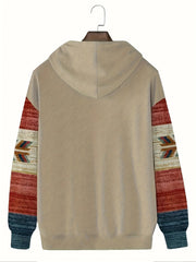 Ox Print Hoodie Kangaroo Pocket Men's Pullover Hooded Sweatshirt