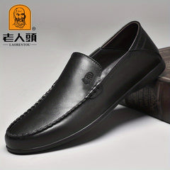 LAORENTOU Men's Leather Slip On Shoes Lightweight Casual Shoes