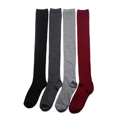 Cotton Blend Thigh High Socks Knit Style Over The Knee Socks Women's Stockings