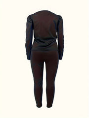 Solid Gigot Sleeve Top & Leggings Two Piece Set