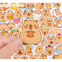 50pcs Capybara Stickers DIY Suitcases Phones Mugs Skateboards Khaki Mixe