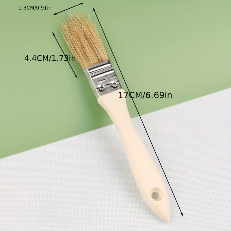 6pcs Boiled Bristle Brush Wooden Handle Paint Brush Long Hair Thickened