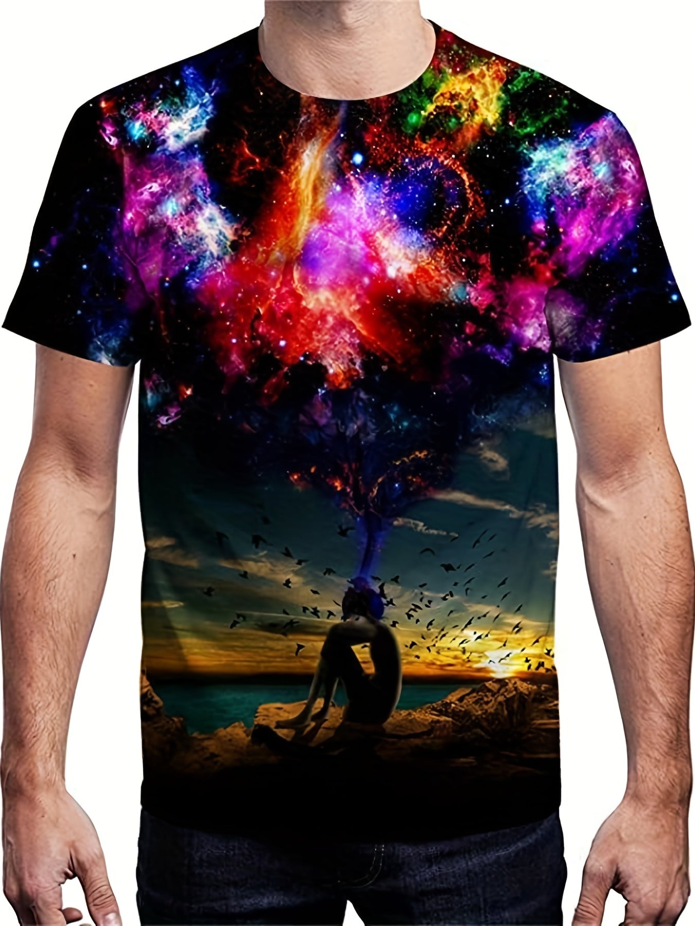 Men's Galaxy Tee Top for Summer Outdoor Fathers