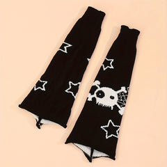 Skull & Star Print Leg Warmers Knee High Socks Women's Stockings
