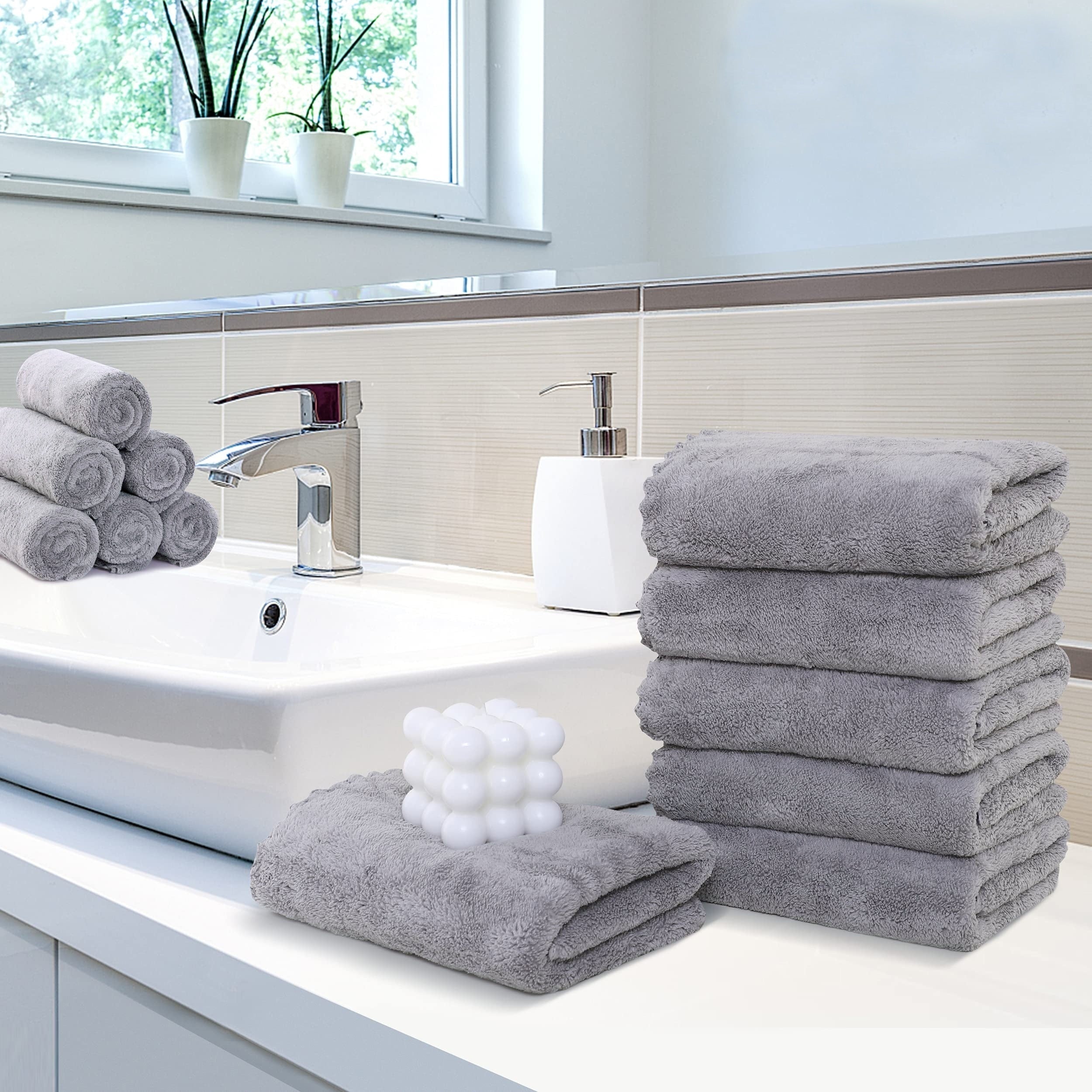 6pcs Colorful Hand Towels Set Microfiber Coral Velvet Face Towels