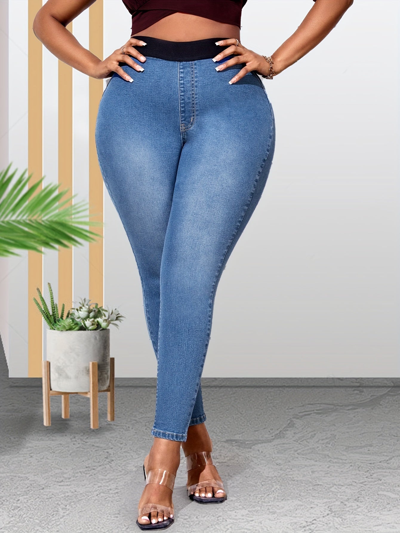 Colorblock High Stretch Skinny Jeans