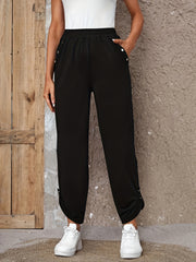 Ruched Elastic Waist Long Versatile Pants Women's Clothing