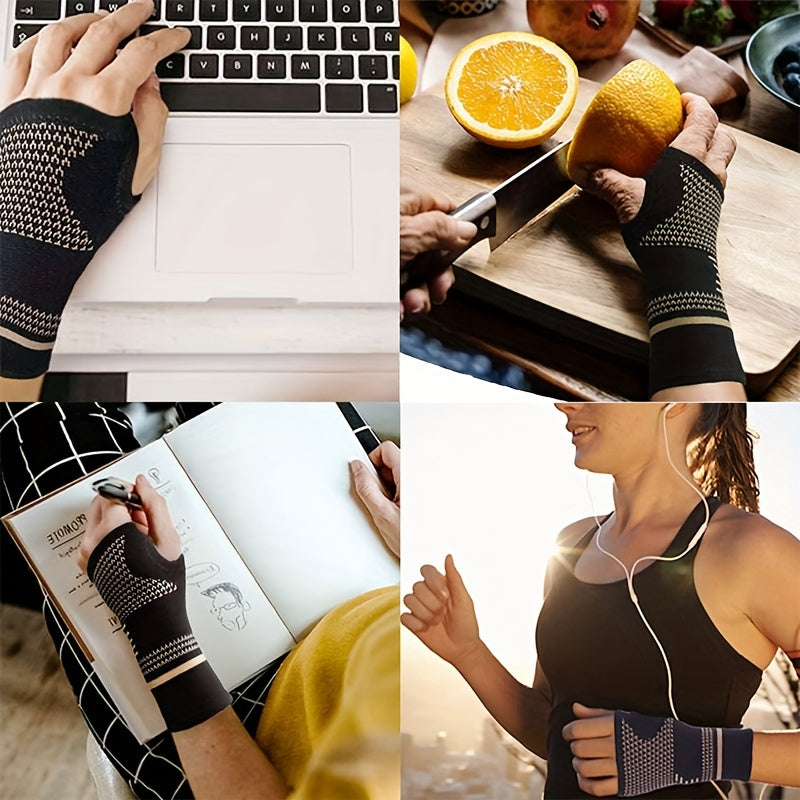 2 PCS Copper Wrist Compression Sleeves Elastic Wrist Support Sleeve
