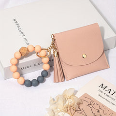 Multicolor Silicone Bead Bracelet Coin Purse Card Holder