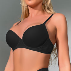 Solid T Shirt Bra Comfy & Breathable Push Up Bra Women's Lingerie