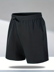 Men's Solid Shorts Pockets Elastic Waist Drawstring Summer Beach Lounge