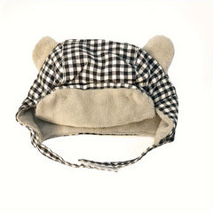 Plaid Bear Hat with Ear Protection for Kids