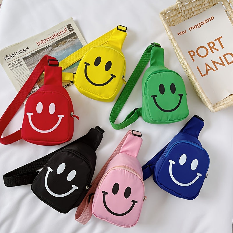 Happy Face Pattern Crossbody Bag Girls Large Capacity Chest Bag