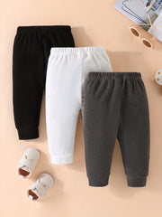 Toddler Baby Waffle Tricolor Pants Set Leggings Seamless Harem Style Ribbed Knit
