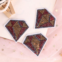 3pcs Sequin Embroidered Diamond Patch Applique DIY Iron On Patch