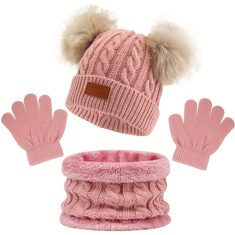 Hat Scarf Gloves Set for Baby Kids Winter