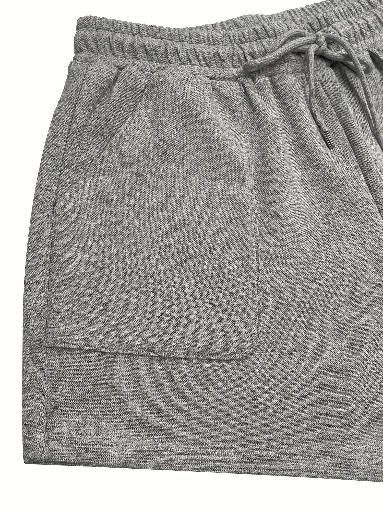 Casual Shorts Women's Plus Solid Elastic Drawstring Shorts