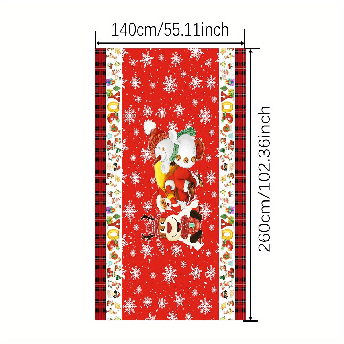 Polyester Tablecloth Merry Christmas Snowflake Deer Snowman Pattern