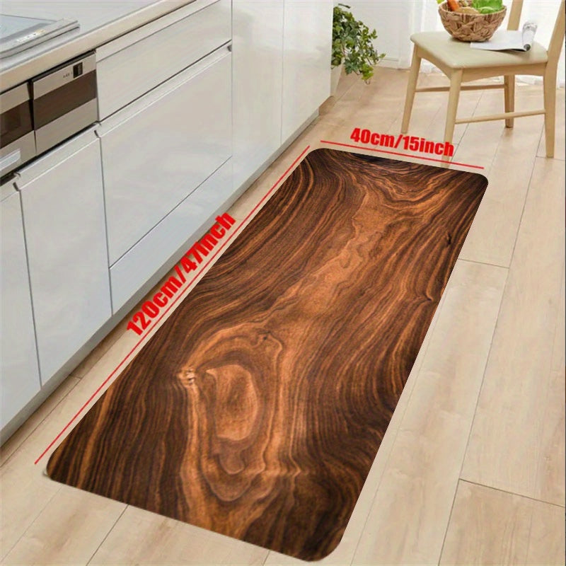 Vintage Wood Print Kitchen Rug Soft Anti Fatigue Waterproof Non Slip Mat