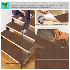 15pcs Non Slip Stair Rugs Adhesive Soft Washable Stair Carpet Runner Hall Living