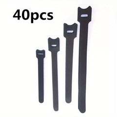 40pcs Reusable Cable Straps 4 Lengths Solid Hook And Loop Cable Straps