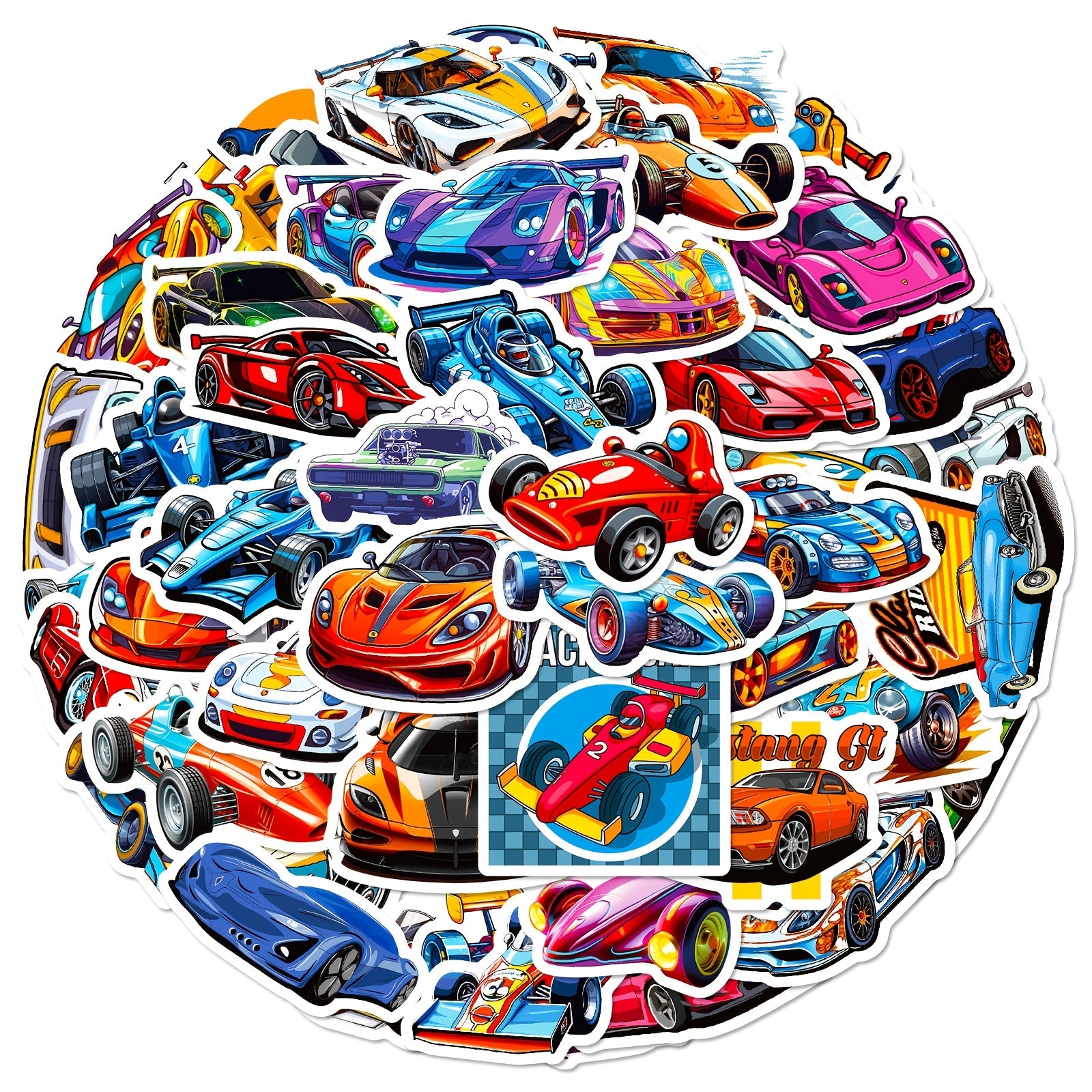 50pcs Racing Car Stickers Waterproof Vinyl Decals Laptop Skateboard Phone Water
