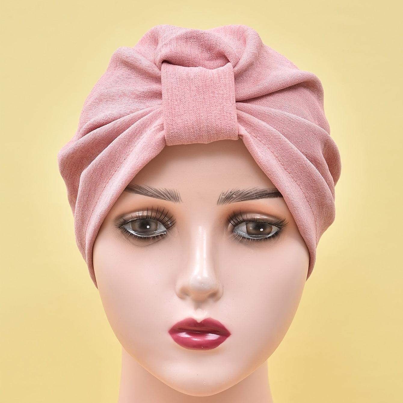 Solid Pleated Turban Cap Elastic Head Wrap Women Bandana Casual Hijab Hat