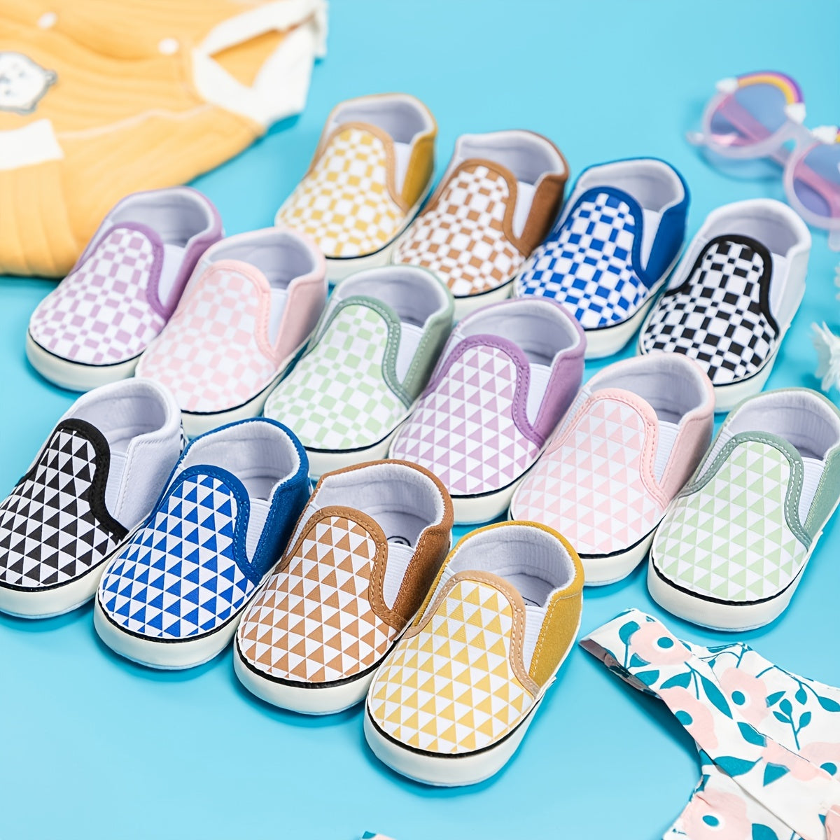 Baby Girl's Checkerboard Soft Canvas Shoes