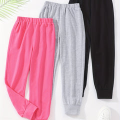 3pcs Girls' Elastic Waist Jogger Sweatpants