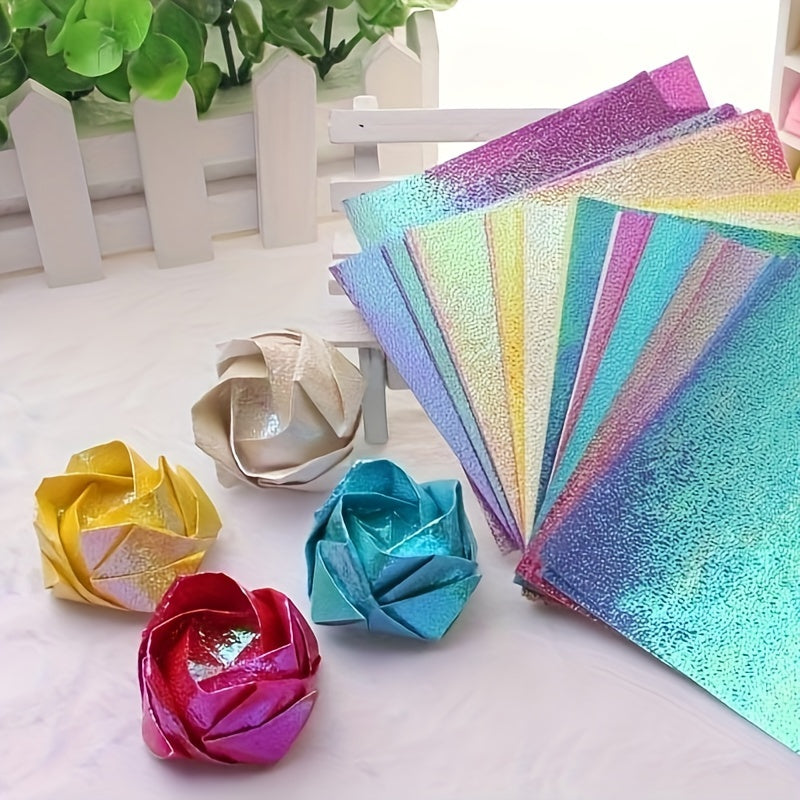 100pcs Glitter Paper Sparkling Origami Shining Square Paper Handcraft 10x10cm