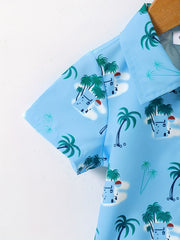2pcs Baby Boys Coconut Tree Print Shirt & Shorts Set for Summer