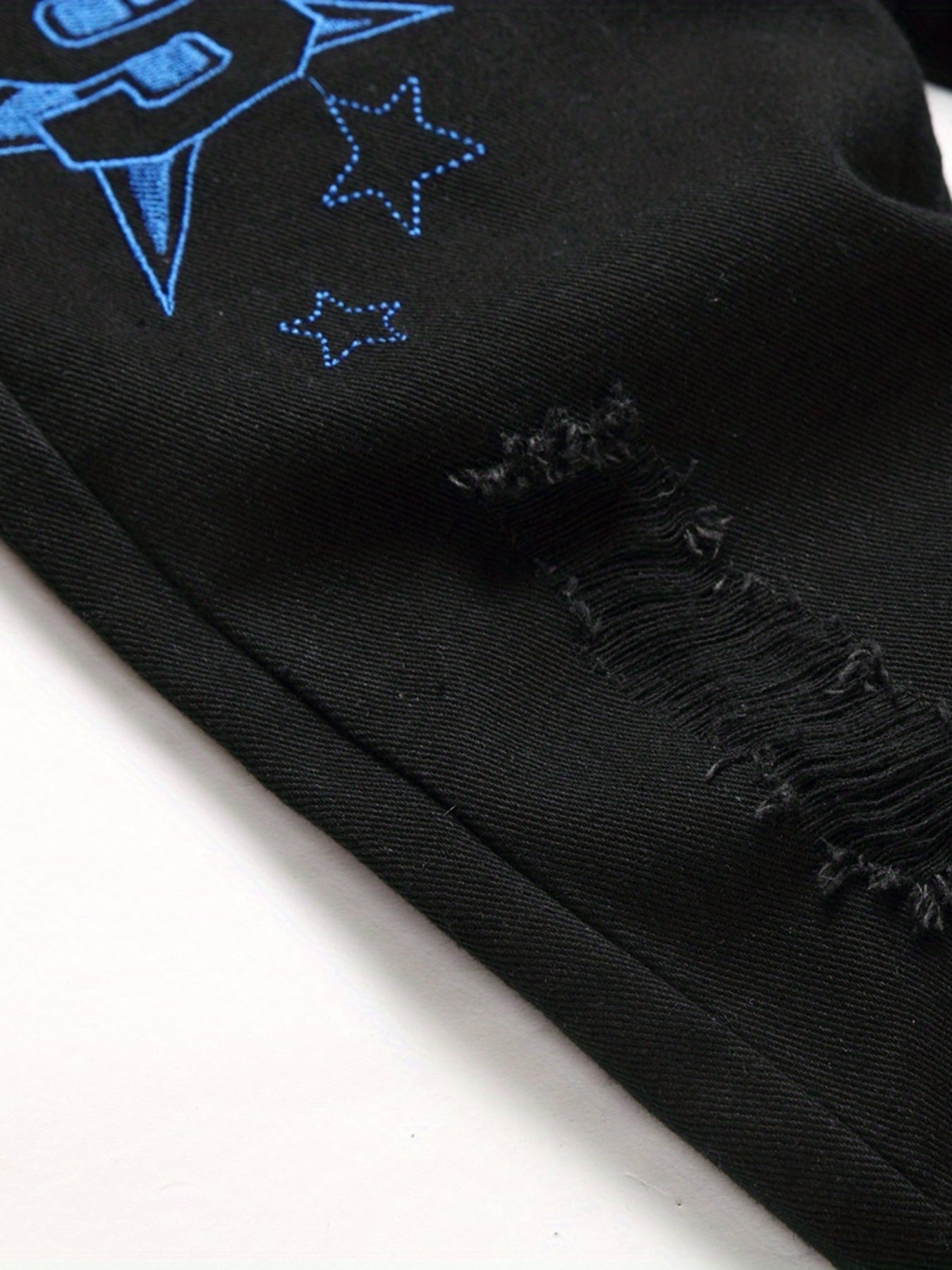 Boys Graffiti Letter Embroidered Slim Fit Jeans