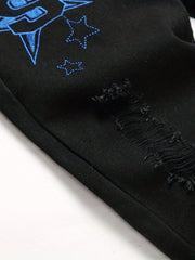 Boys Graffiti Letter Embroidered Slim Fit Jeans