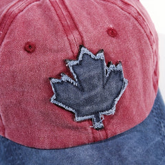 Vintage Maple Leaf Baseball Cap Embroidery Patch Distressed Sun Hat