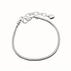 Snake Chain Charm Bracelet With Heart Shape Lobster Clasp Stainless Steel
