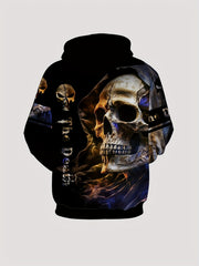 Y2K Skull 3D Print Hoodie for Men Graphic Hooded Pullover